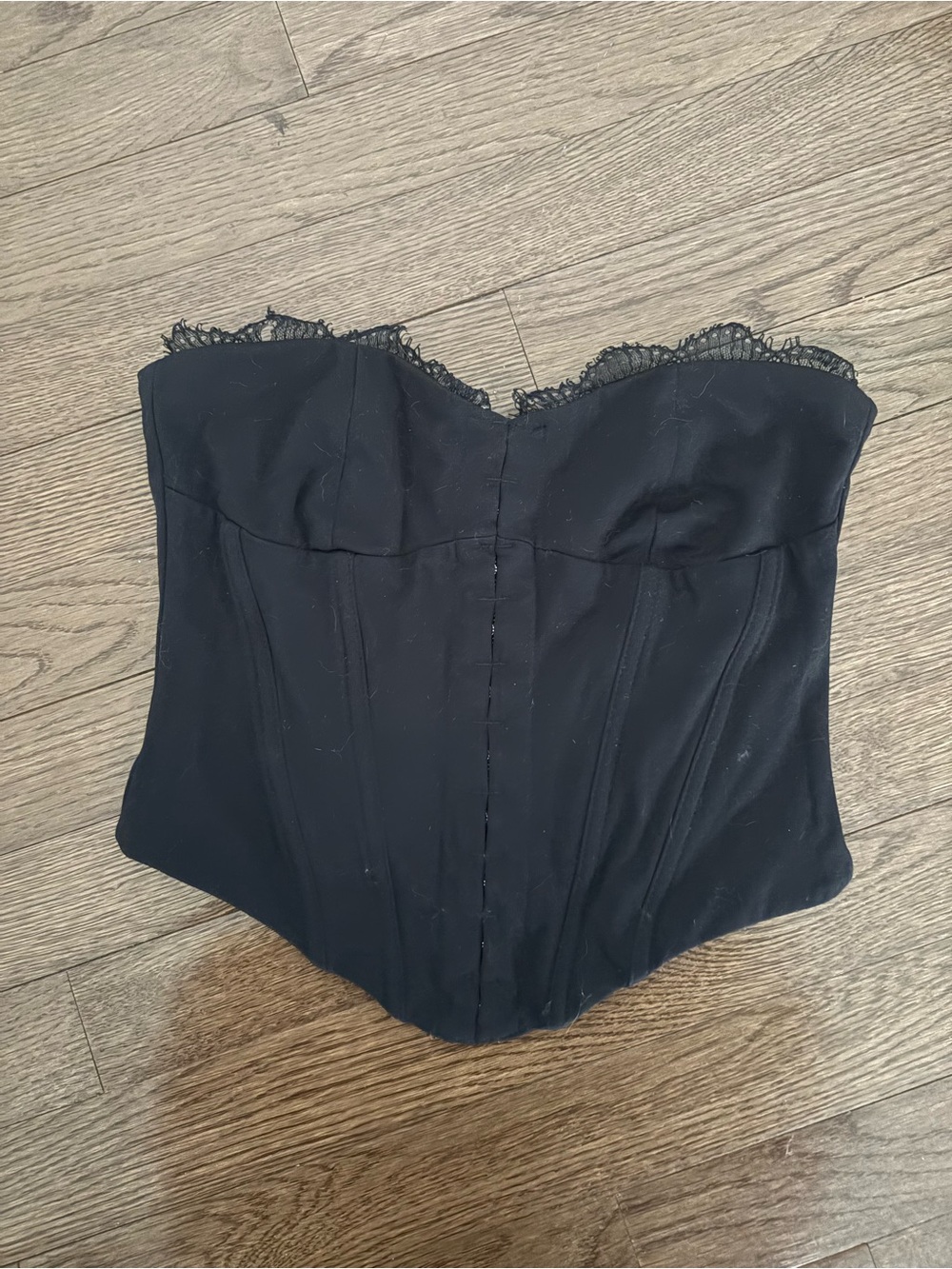 White Fox Boutique Black Lace-Trim Bandeau Corset Top
